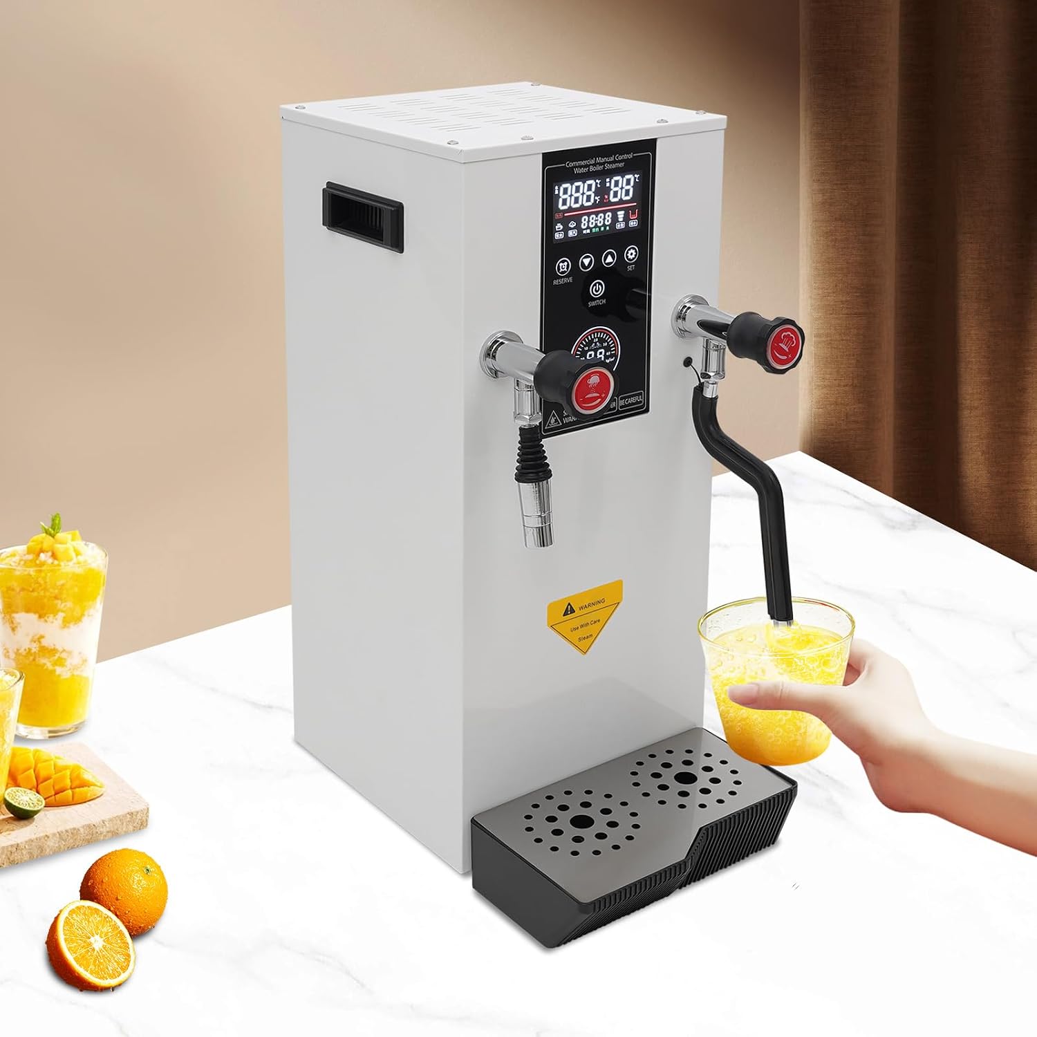 Commercial Hot Water Dispenser, 12L Water Boiler Electric Countertop Hot Water Machine with 12H Timer, Embedded Handle, Cup Temperature Probe, 1500W Fast Heating for Coffee Tea Restaurant Office