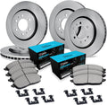 R1 Concepts Front and Rear Brake Kit Fits 2012-2020 Ford F-150| Ceramic Pads, Blank Rotors| Hardware| 13.8' Front & 13.7' Rear