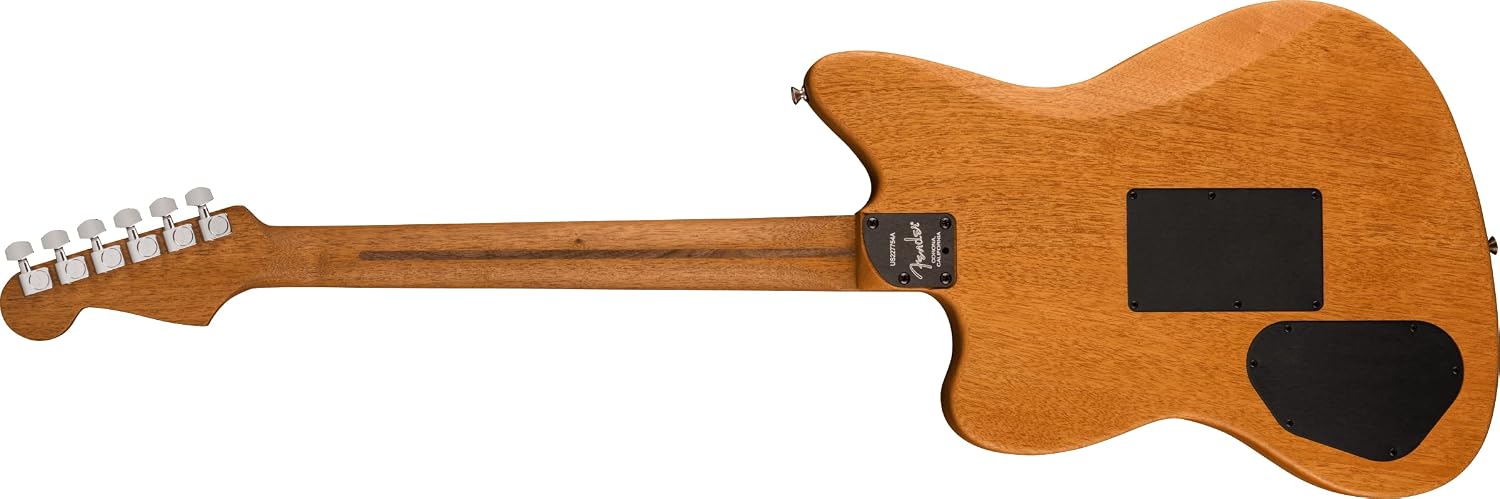 Fender American Acoustasonic Jazzmaster All-Mahogany Acoustic Electric Guitar, Natural, Ebony Fingerboard, with Gig Bag