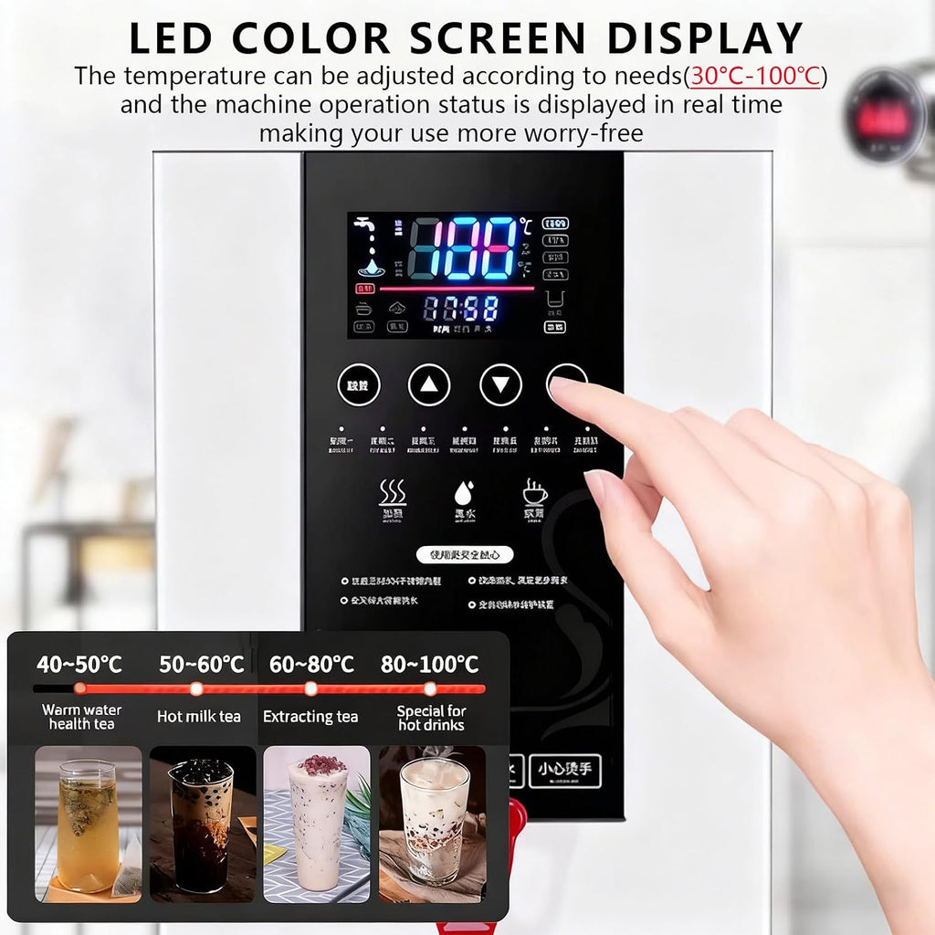 Commercial Hot Water Dispense Boiler, 45L/H,Electric Countertop Heating Boiler,Adjustable Temperature 40-100°C,for Tea,Dessert Shop,Hotel (White) A