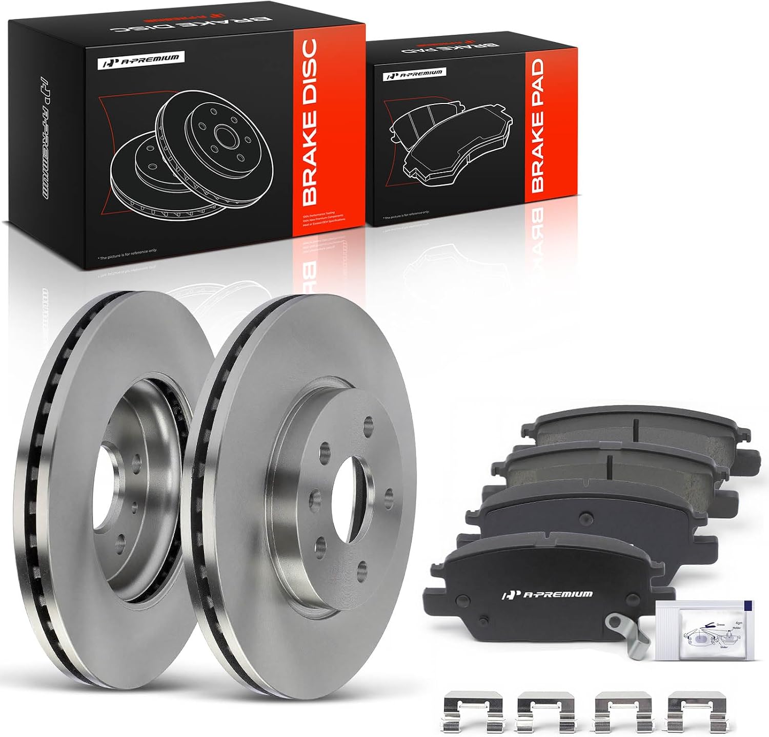 A-Premium 10.87 inch (276mm) Front Vented Disc Brake Rotors + Ceramic Pads Kit Compatible with Select Chevrolet Models - Cruze 2016-2019, Volt 2016-2019, Bolt EV 2017-2021, 6-PC Set