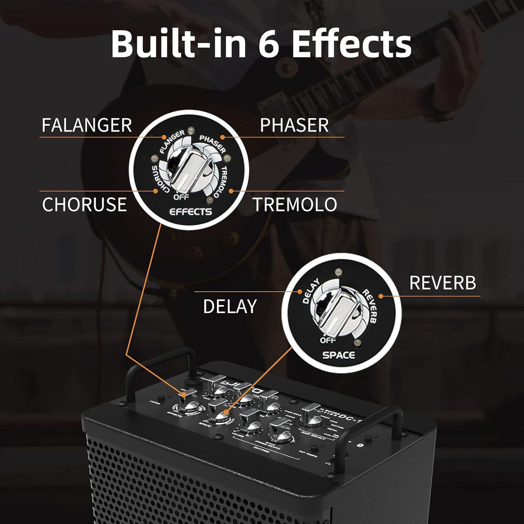 JOYO 15W Portable Guitar Amp Combo | 9 Preamp Models + Looper, Drum Machine, Modulation, Delay & Reverb | Rechargeable Battery | Digital Modeling | for Practice, Solo & Small Gigs (DC-15S)