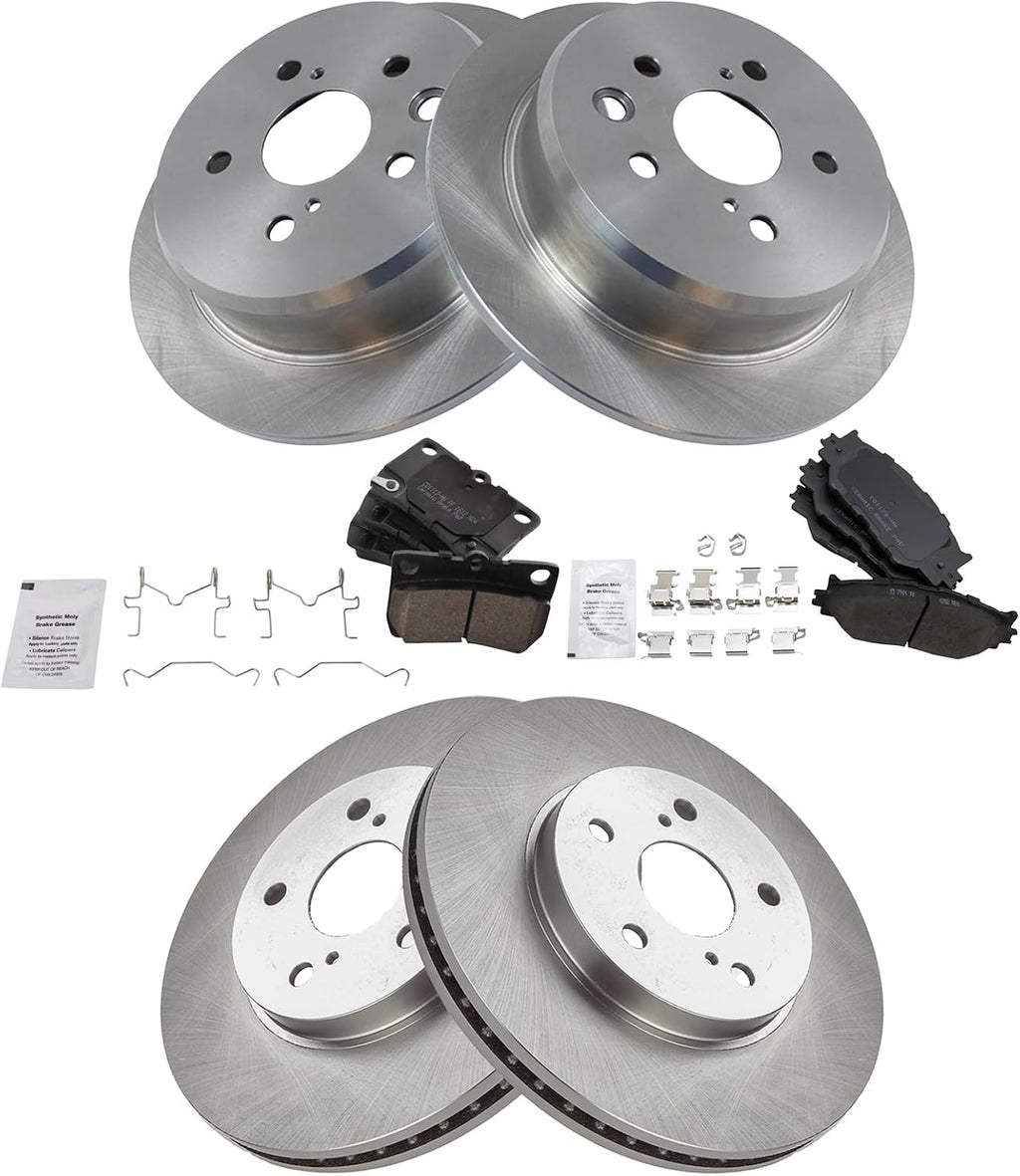 TRQ Front and Rear Ceramic Brake Pad and Rotor Set Compatible with 2006-2008 Lexus IS250