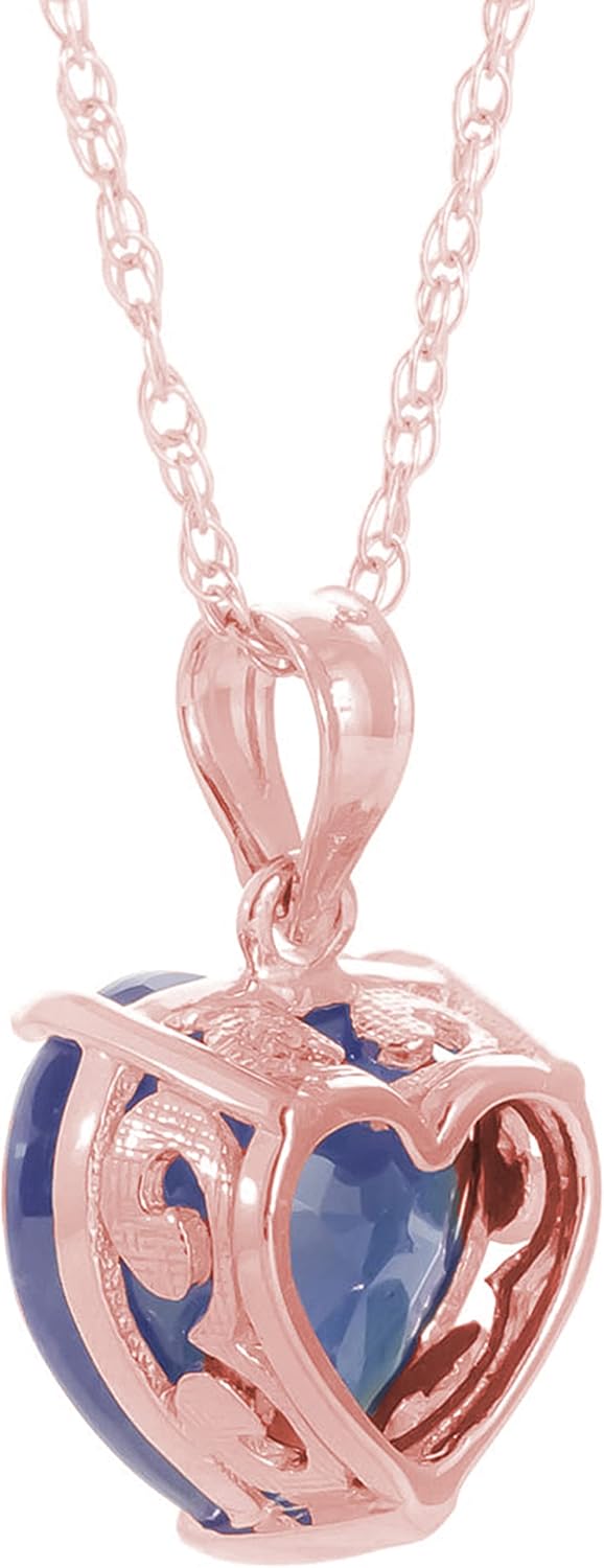 Galaxy Gold GG 4.3 Carat 14k Solid Gold Necklace with Natural Heart Shaped 10 mm Sapphire
