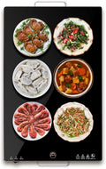 Stainless Warming Hot Plate Black Glass Top Portable Electric Food Tray Dish Warmer Warming Tray W/Cool-Touch Handles,Keep Food Warm for Restaurant,Parties,Buffet Serving