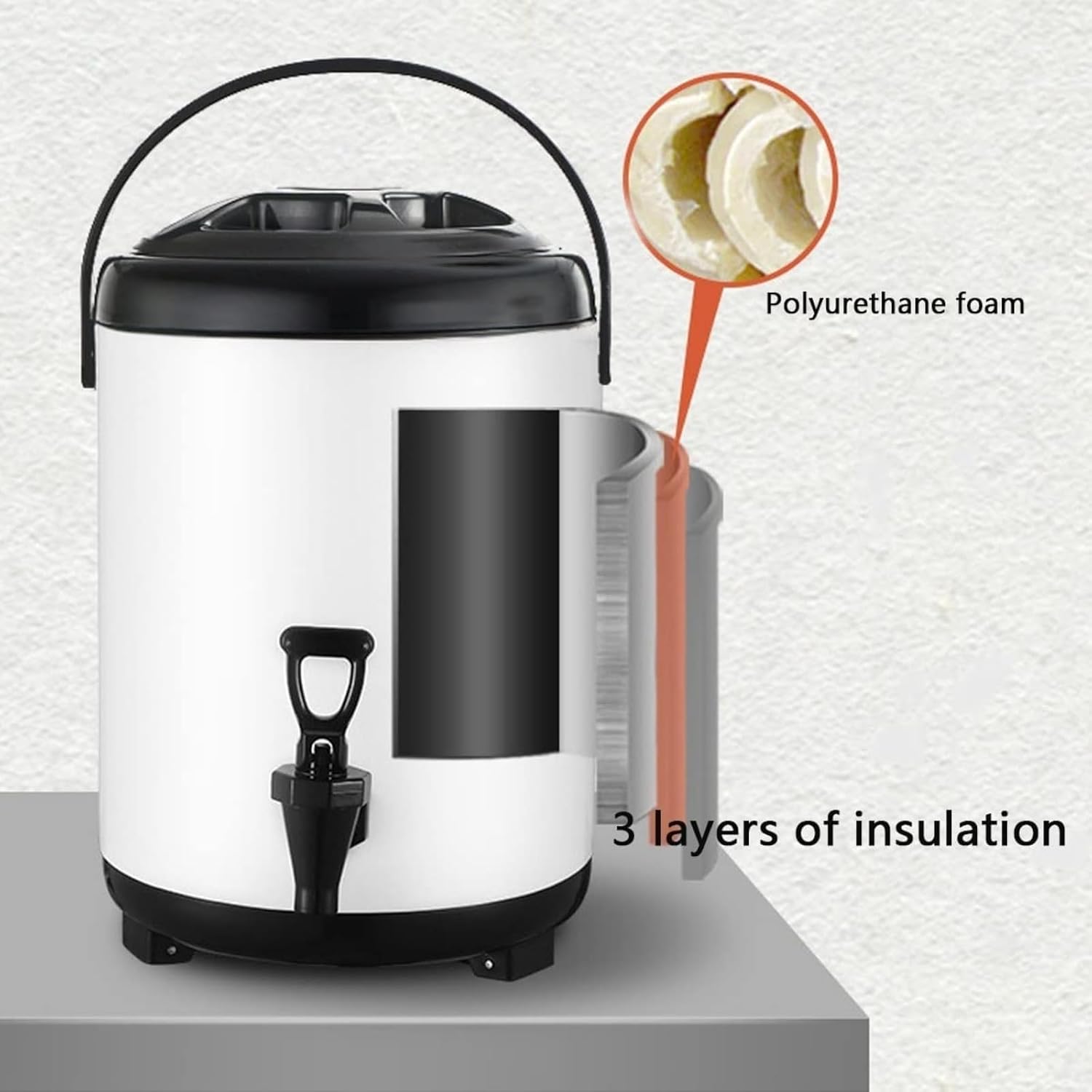 Stainless Steel Hot And Cold Water Dispenser 6L 8L 10L 12L Urn Boiler - Portable Large Capacity Sealing Teapot With Faucet For Catering, Office, Hotels, Party(Red,10L)