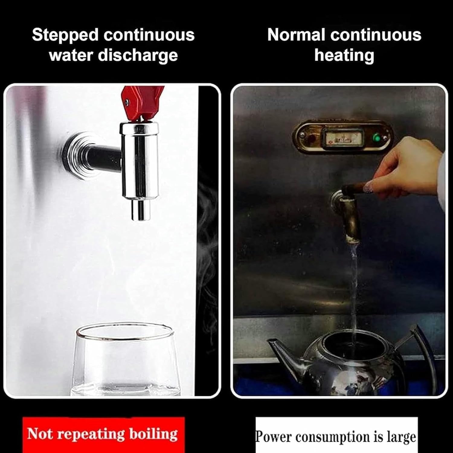 Commercial Automatic Hot Water Boiler,Tabletop Hot Water Dispenser with Smart Control Panel,Non Drip Tap,for Coffee Shop,Bar,Bakery,Company(Black)
