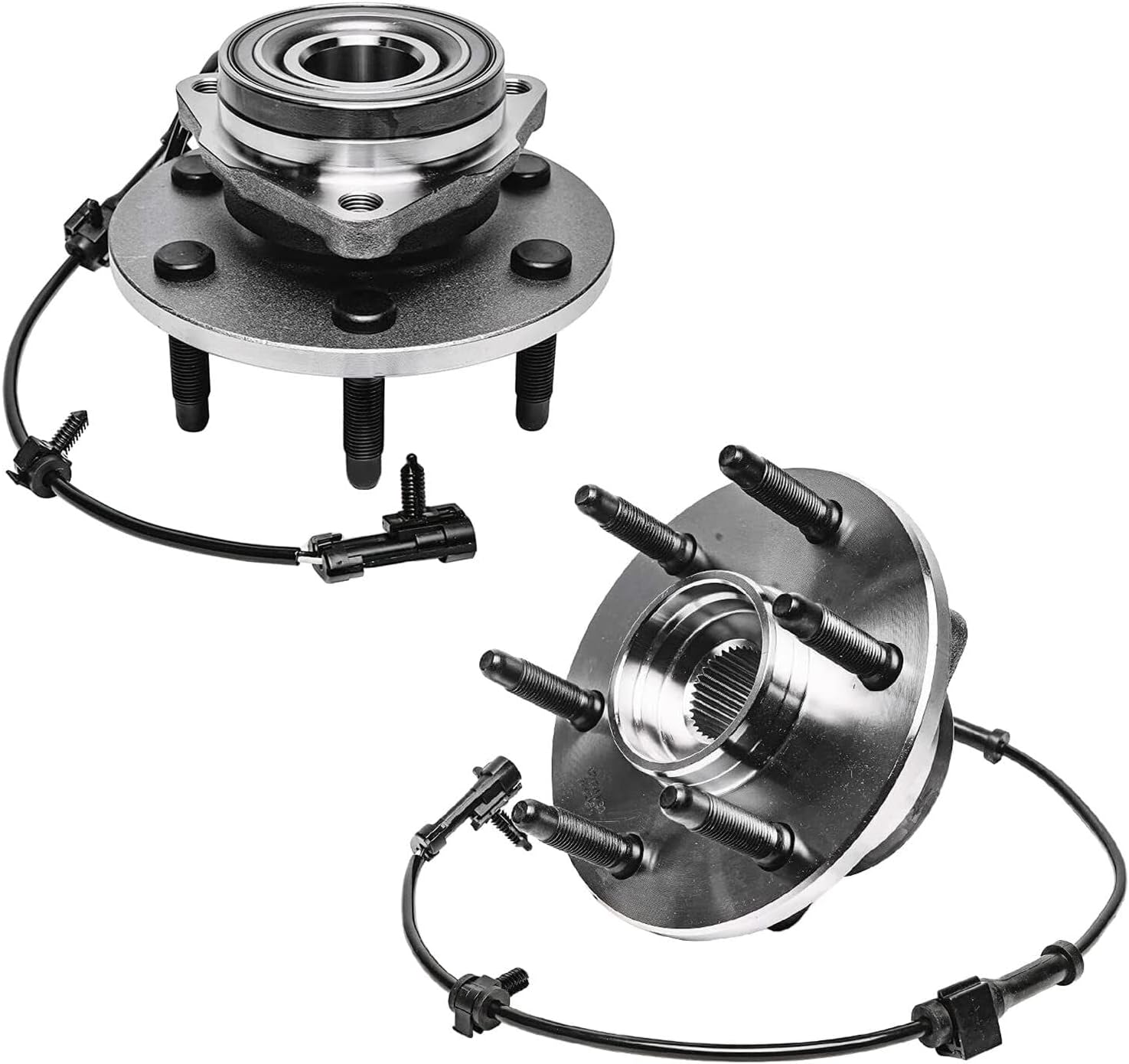 Detroit Axle - 4WD Front Drilled Rotors Brake Pads Wheel Hubs + 24pc Lug Nuts w/keys Replacement for Sierra Silverado 1500 Tahoe Escalade ESV EXT - 32pc Set