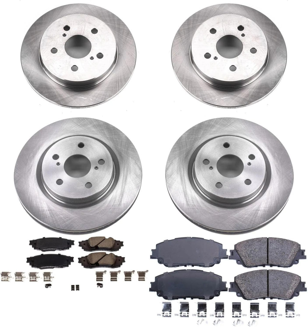 PowerStop Front and Rear Brake Kit for Lexus ES250 2021-24 |ES300h 2019-24 |ES350 2019-24 |UX200 2019-22 |UX250h 2019-24 |Avalon 2019-22 - Z17 Ceramic Brake Pads & Disc Rotors Replacement, KOE8348