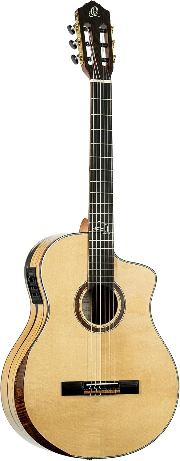 Ortega Guitars 6 String Signature Series Billy Watman Acoustic-Electric Nylon Classical Guitar w/Bag, Right, Full (BYWSM)