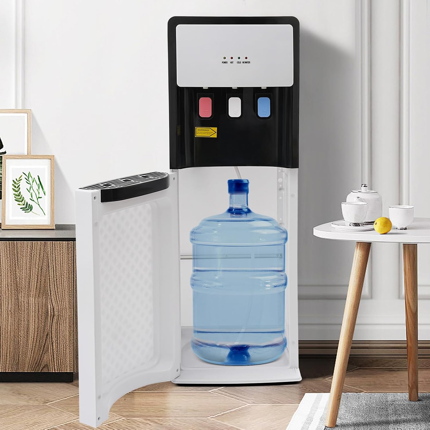 110V Bottom Loading Water Cooler Dispenser, Floor Standing Hot and Cold Water Dispenser with 3-Temperature Settings, Suitable for Home and Office (White)