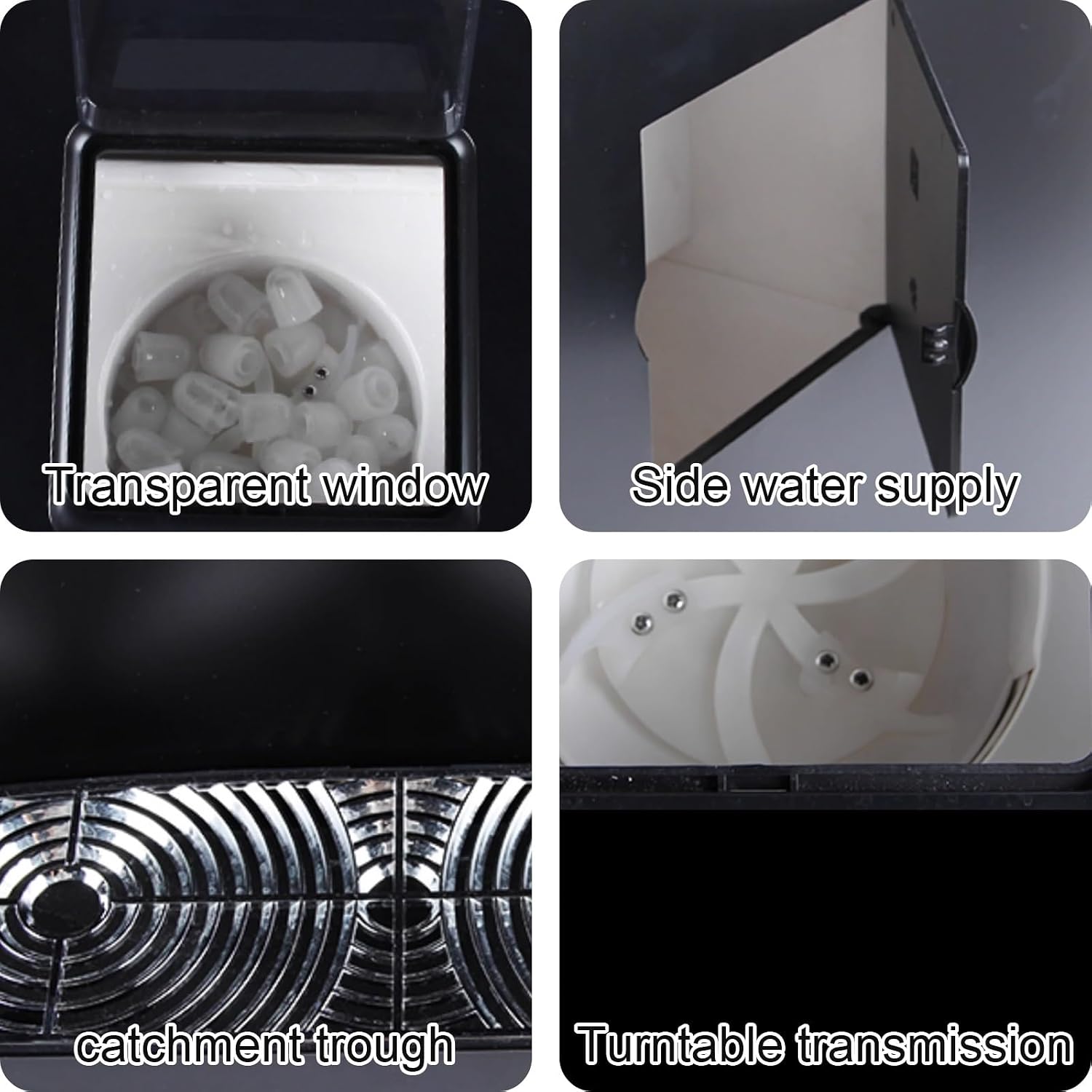 3-in-1 Portable Water Cooler Dispenser Built-in Ice Maker Countertop Crushed Ice Water Dispenser Multi-function for Home Office 34 * 45.5 * 45.5cm(Black)