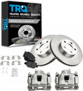 TRQ Front Brake Pad and Rotor Set Ceramic Rotors Calipers Compatible with 2005-2010 Scion tC 2000-2005 Toyota Celica