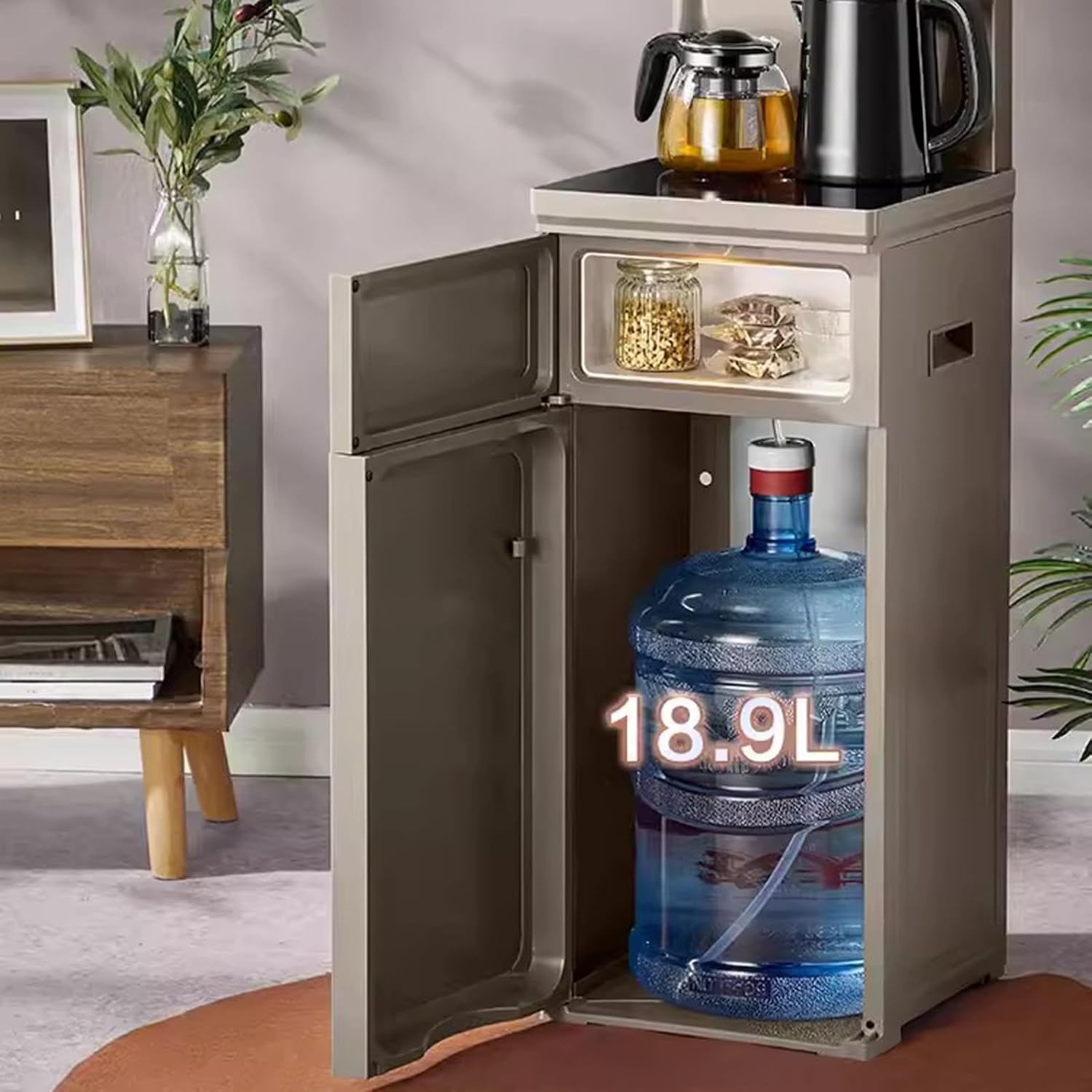 Hot and Cold Water Dispenser Tea Bar Machine Household Vertical Water Dispenser Kettle Cabinet Integrated Bottom Mounted Water Bucket Fully Automatic Intelligent