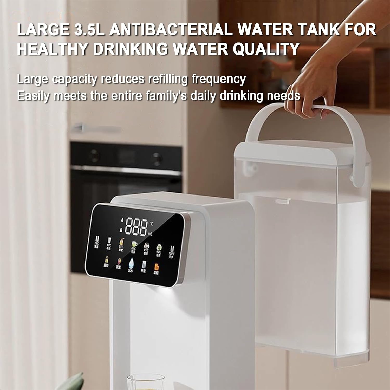 Instant Hot Water Dispenser Countertop, Quick Heating with Touchscreen & Child Lock for Home, No Installation, with Carry Handle and Removable Water Tank(White)