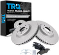 TRQ Front Brake Pad and Rotor Set Ceramic Coated Vented Rotors Compatible with 2009-2012 Q5 2011-2016 A4 2012-2017 A5 2013-2016 Allroad 2012-2015 A6 2014-2015 A7 Quattro