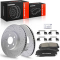 A-Premium 12.6 in (320 mm) Front Drilled and Slotted Disc Brake Rotors + Ceramic Pads Kit Compatible with Select Chrysler and Dodge Models - 300, Challenger, Charger, Magnum, 6-PC Set