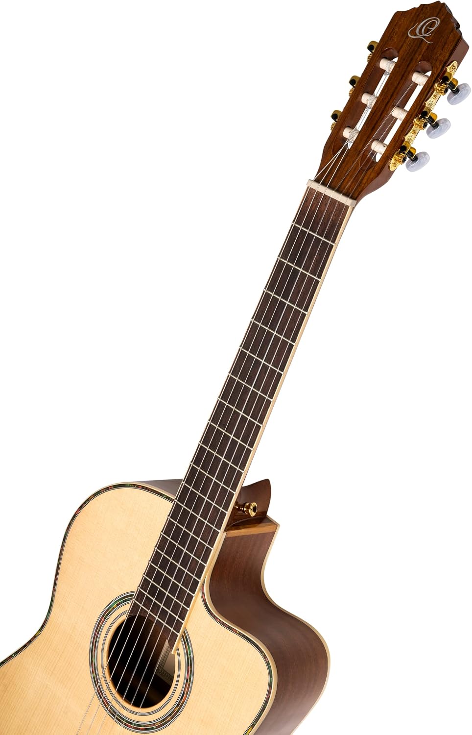 Ortega Guitars 6 String Family Series Pro Solid Top Acoustic-Electric Nylon Classical Guitar w/Bag, Right, Full (RCE141NT)