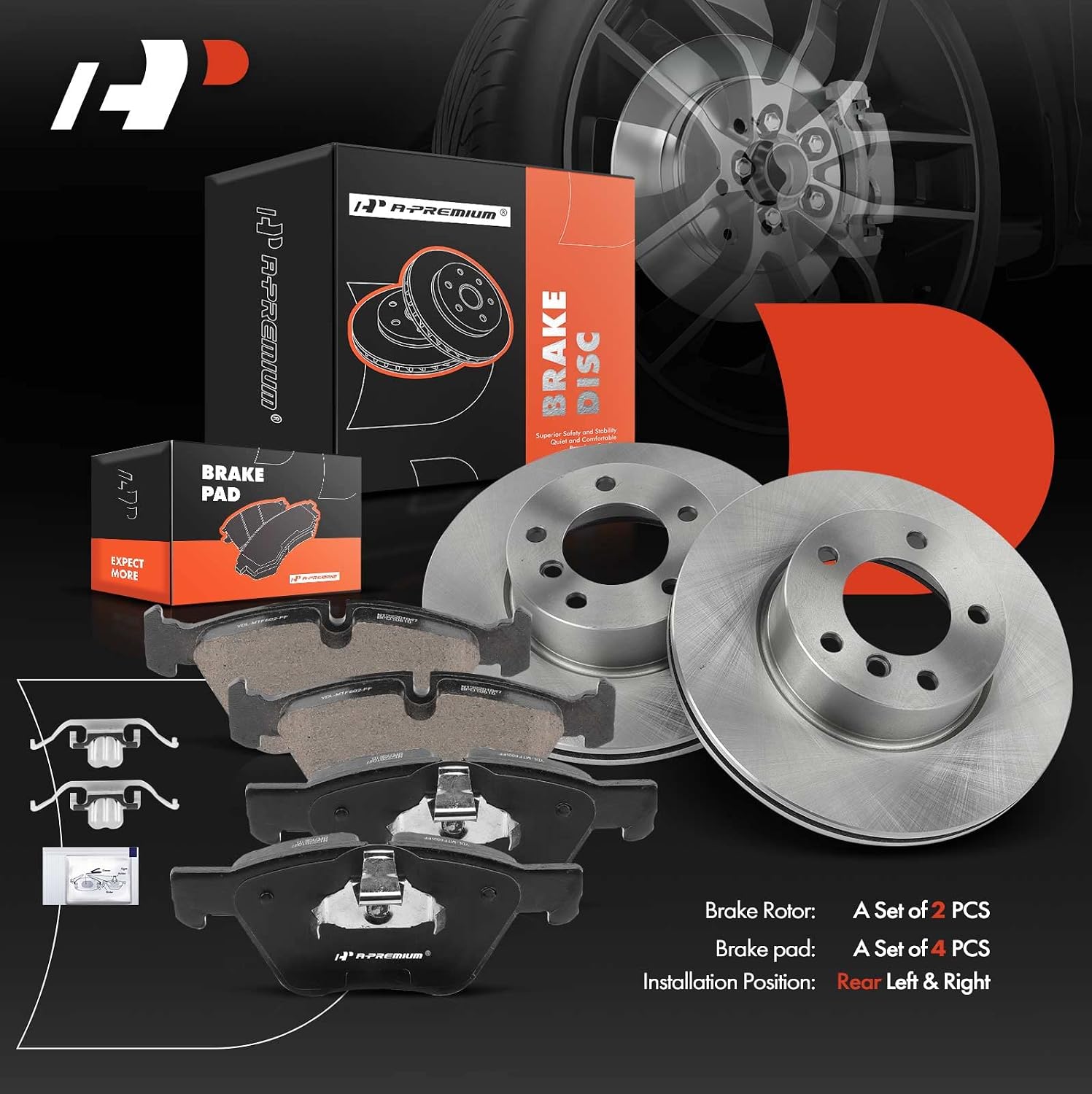 A-Premium 11.80 inch (299.8mm) Front Vented Disc Brake Rotors + Ceramic Pads Kit Compatible with Select BMW Model - 325i/325xi 2006, 328i 2007-2008, 328xi 2007, 2.5L 3.0L, 6-PC Set
