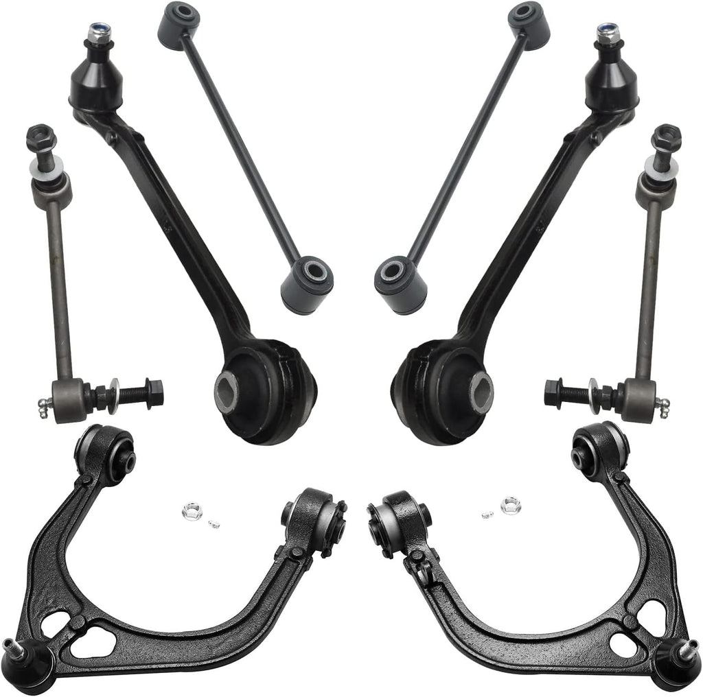 Detroit Axle - RWD Front End Suspension Kit Brake Kit for Chrysler 300 Dodge Magnum Charger, Control Arms Wheel Bearing Hubs Struts Brake Rotors Brake Pads Sway Bars Replacement