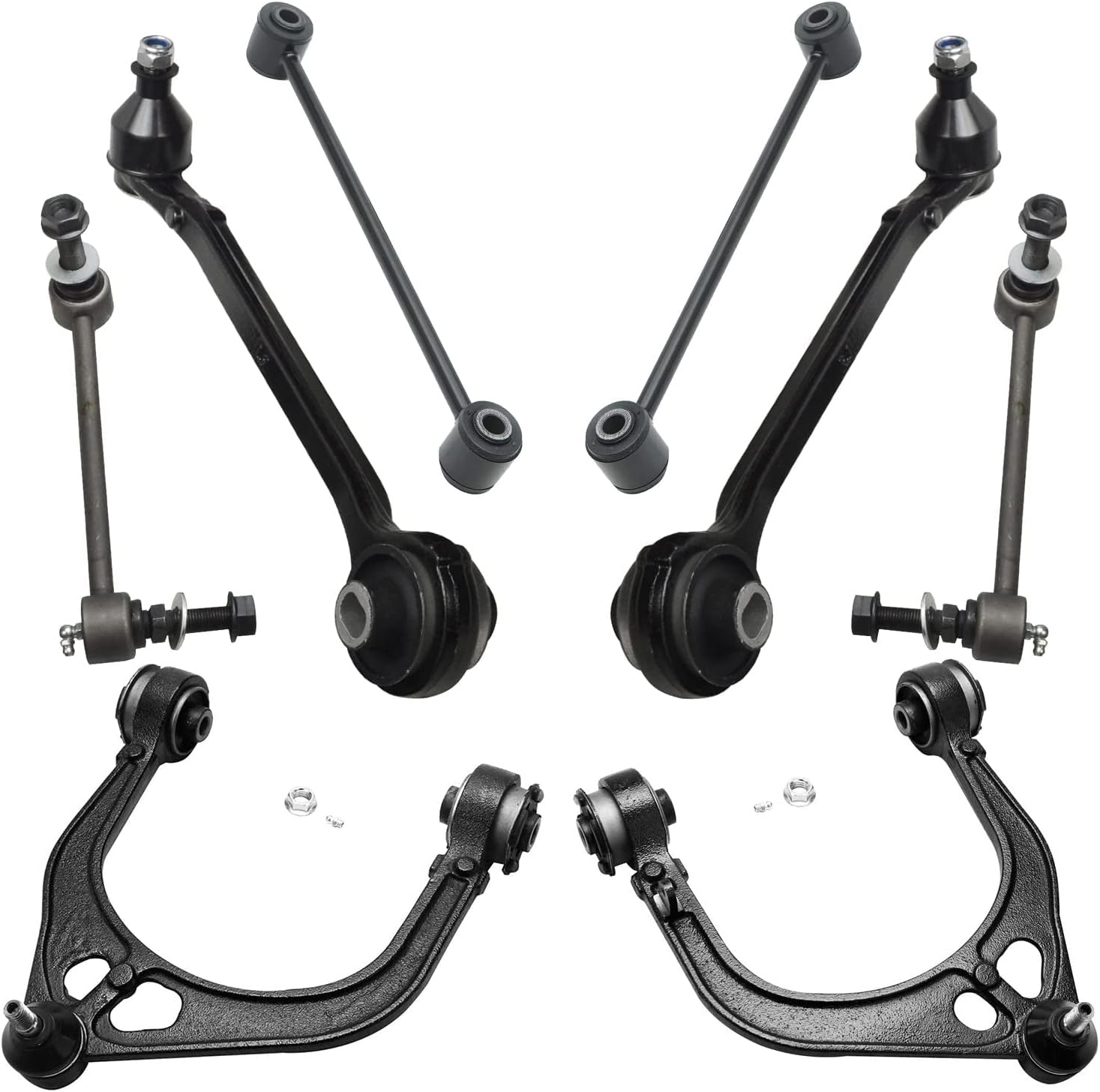 Detroit Axle - RWD Front End Suspension Kit Brake Kit for Chrysler 300 Dodge Magnum Charger, Control Arms Wheel Bearing Hubs Struts Brake Rotors Brake Pads Sway Bars Replacement
