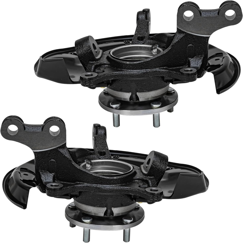 Detroit Axle - Front Brake Kit for Lexus RX350 RX450h Toyota Highlander, Steering Knuckles & Wheel Bearing Hubs Drilled & Slotted Brake Rotors Ceramic Brake Pads Disc Brake Calipers Replacement