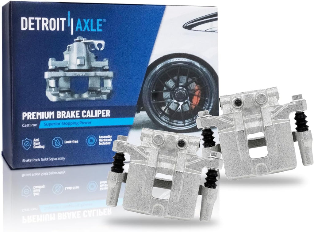 Detroit Axle - Rear Drilled Brake Rotors Calipers Bracket Pads Replacement for Dodge Caliber Mitsubishi Lancer Outlander Sport RVR - 8pc Set