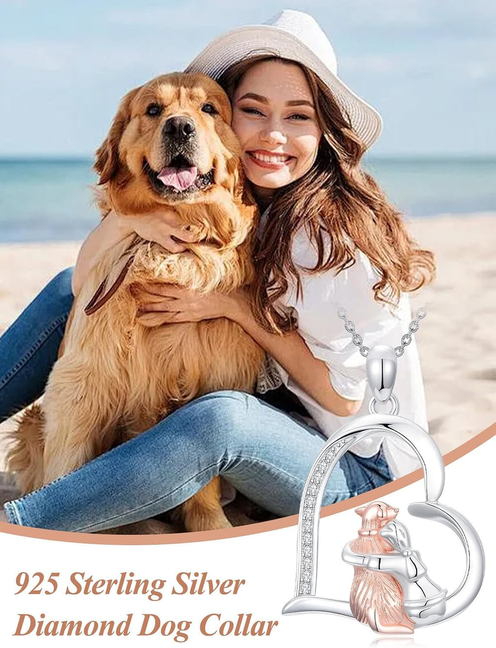 ZBA Natural Diamond Animal Necklaces for Women, 18k Gold Plated 925 Sterling Sliver Fine Jewelry Meaningful Gifts (Color F-G/Clarity I1-I2)