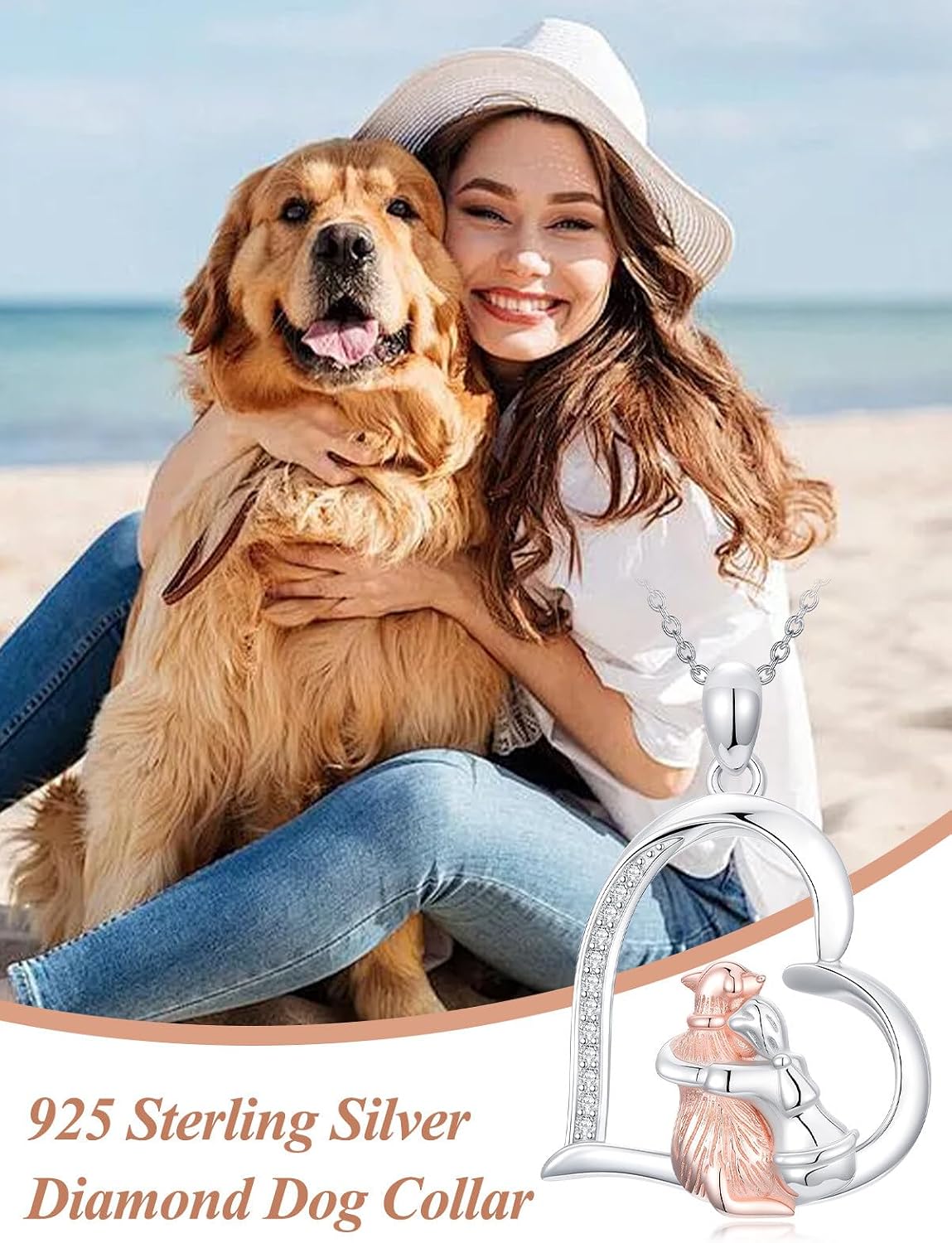 ZBA Natural Diamond Animal Necklaces for Women, 18k Gold Plated 925 Sterling Sliver Fine Jewelry Meaningful Gifts (Color F-G/Clarity I1-I2)