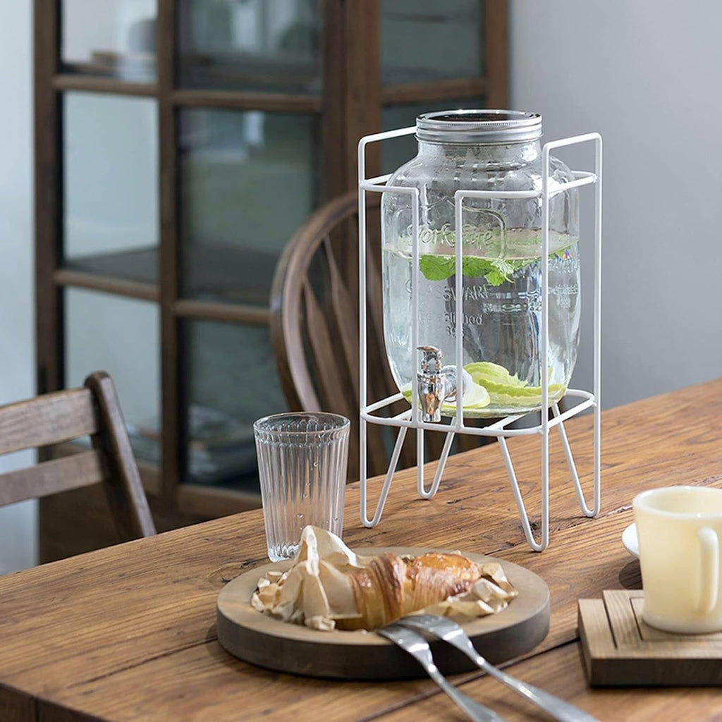 135 Oz Glass Water Pitcher With Faucet & Base – Large Capacity Beverage Dispenser For Iced Tea, Juice, And More