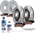 Detroit Axle - Brake Kit for 11-13 Audi A3 [Base] 11.34' inch Front and 11.10' inch Rear Drilled and Slotted Disc Brake Rotors Ceramic Brakes Pads 2011 2012 2013 Replacement