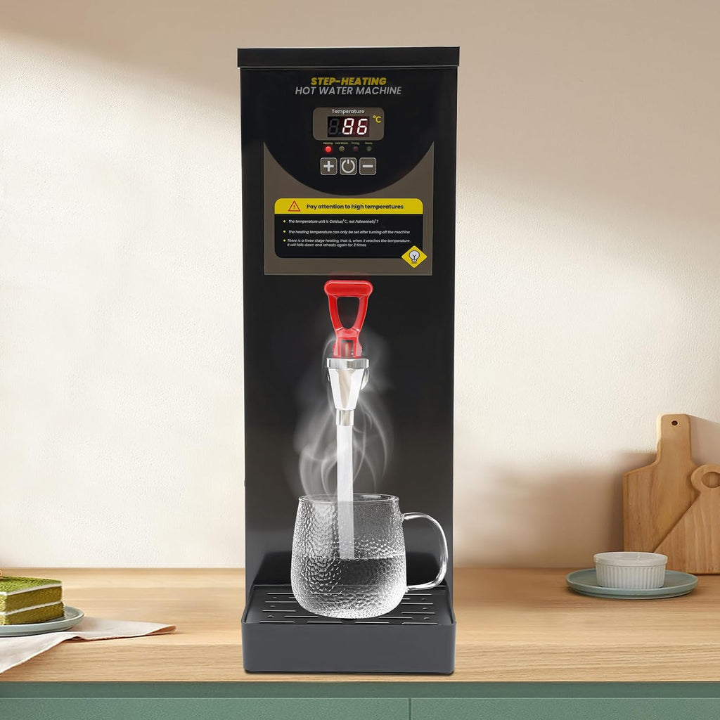 Electric Water Boiler, 8L/2.11gal Large Capacity Step-Heating Commercial Hot Water Dispenser Fast Ready Water Boiler Machine for Tea Milk Restaurant Hotel Caterers, Black