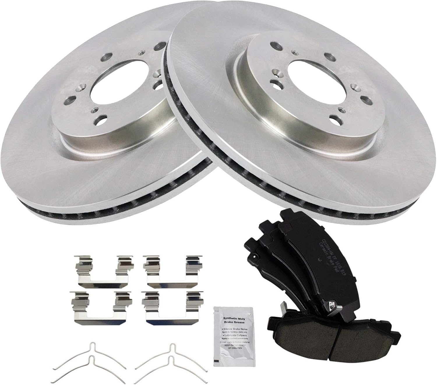TRQ Front Brake Pad and Rotor Set Ceramic Vented Rotors Compatible with 2009-2014 Acura TL
