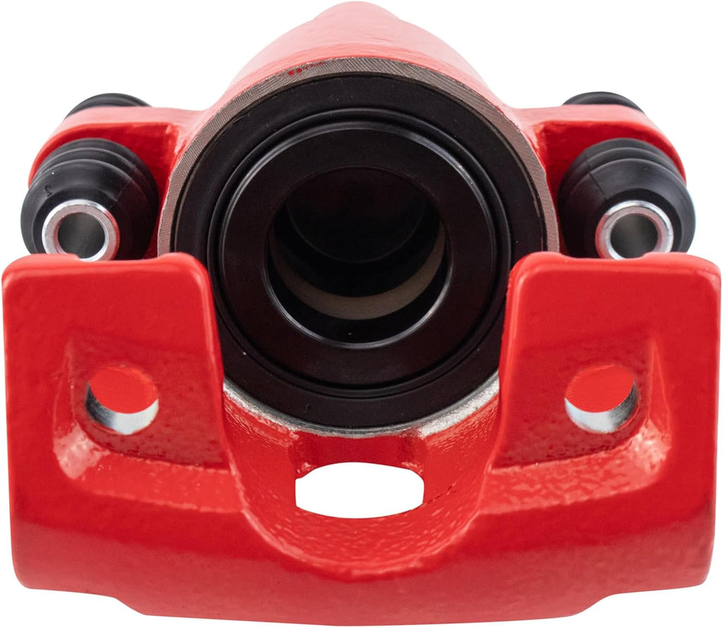 TRQ Performance Rear Brake Pad and Rotor Set Ceramic Coated Drilled Slotted Vented Rotors Calipers Red Compatible with 2004-2011 Ford F-150 2006-2008 Lincoln Mark LT