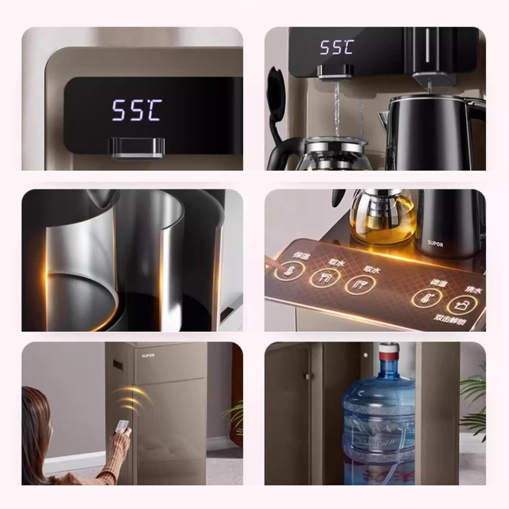 Hot and Cold Water Dispenser Tea Bar Machine Household Vertical Water Dispenser Kettle Cabinet Integrated Bottom Mounted Water Bucket Fully Automatic Intelligent
