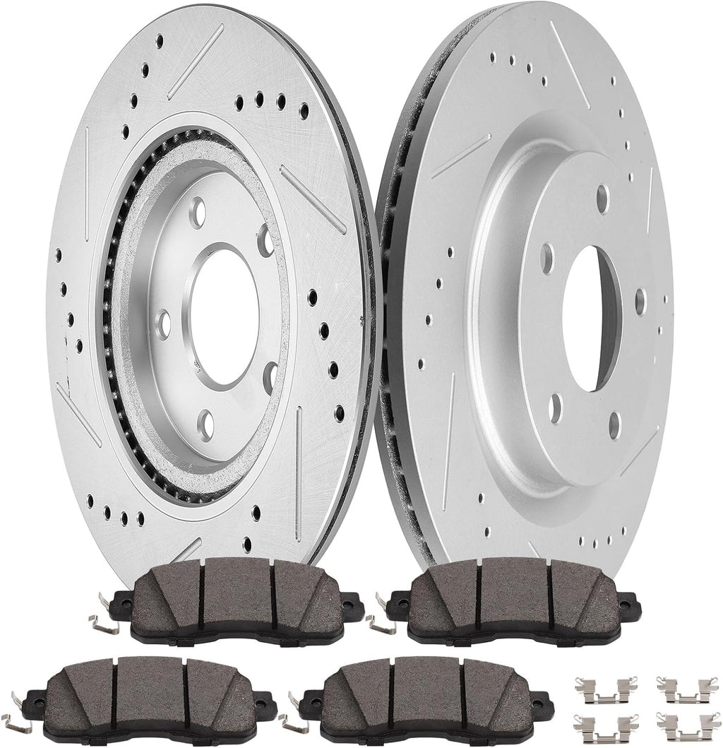 SCITOO - Brake Kits For Nissan For Altima 2013-2023 Front Drilled Slotted Brake Rotors and Semi Metallic Brakes Pads Replacement: D1650-8878;31464