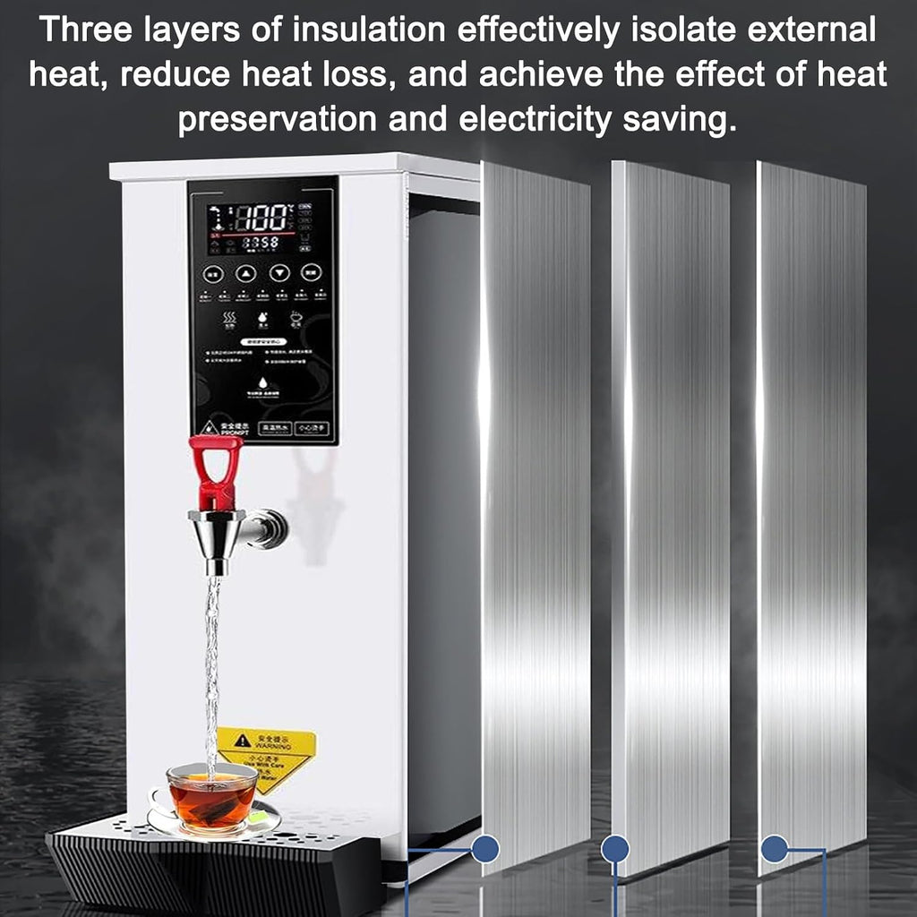 Commercial Water Boiler 5 Gallon, Hot Water Dispenser Countertop, 25L 3000W Hot Water Dispenser for Home, Office, LCD Touch Screen,Silver