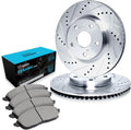 R1 Concepts Rear Brake Kit Fits 2008-2012 INFINITI EX35; 2013 INFINITI EX37; 2011-2012 INFINITI G25; 2005-2008 INFINITI G35| Ceramic Brake Pads and Drilled Slotted Brake Rotors| 12.1' Rear