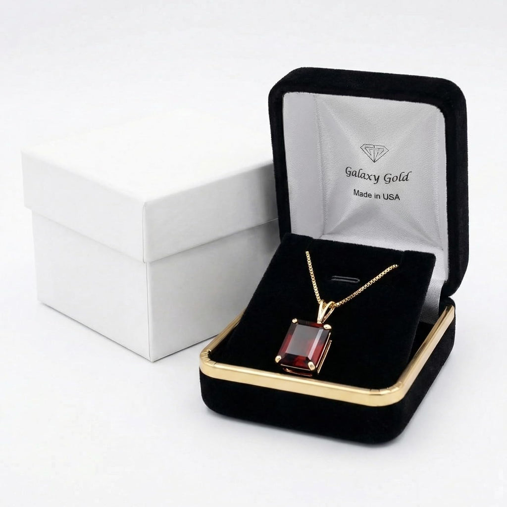 Galaxy Gold 14K Solid Gold 7.0 Carat Natural Garnet Pendant Necklace for Women - Yellow Gold Fine Jewelry