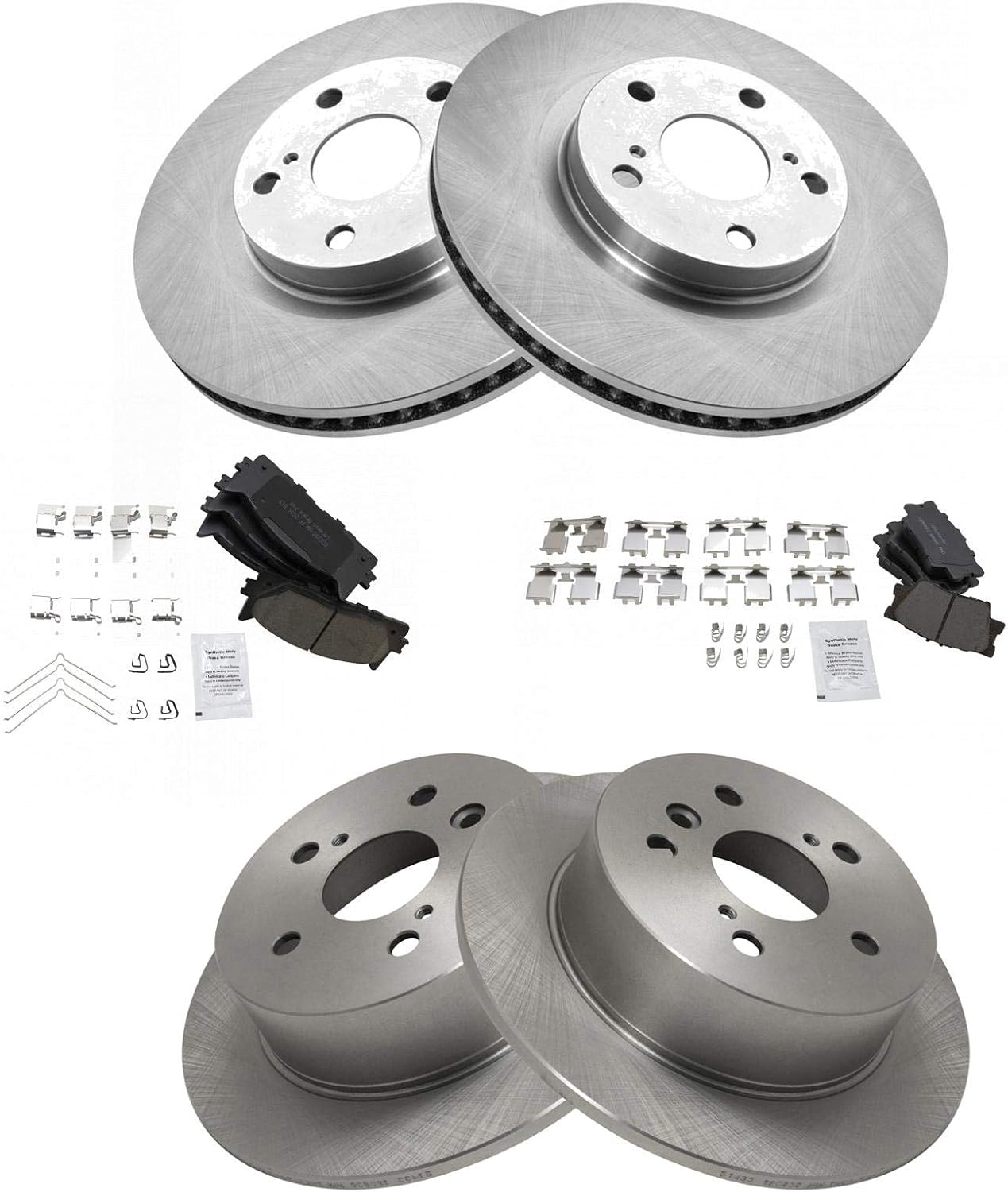 TRQ Front and Rear Ceramic Brake Pad and Rotor Set Compatible with 2007-2012 Lexus ES350 2008-2012 Toyota Avalon 2007 Toyota Camry Japan Built Models 1st VIN Digit J 2008-2011 Camry
