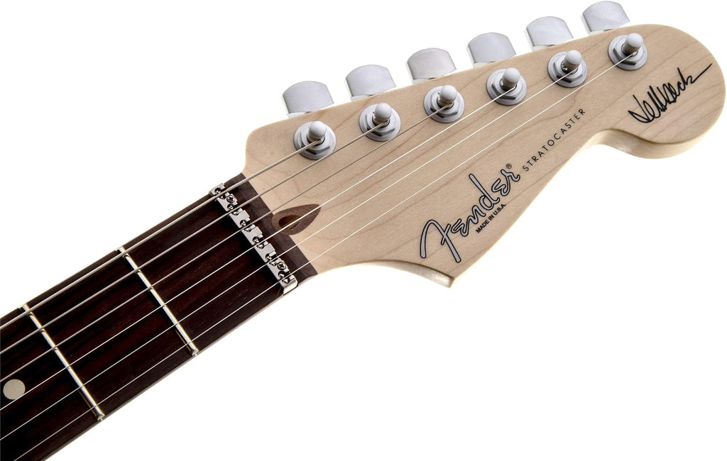 Fender Jeff Beck Stratocaster Olympic White Bundle with Premium Tweed Case, Instrument Cable, Tuner, Guitar Strap, Extra Strings, 24-Pack of Picks, and Austin Bazaar DVD