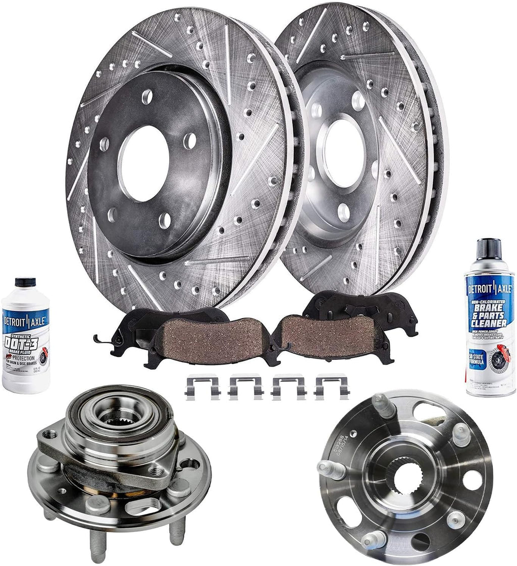 Detroit Axle - Front Wheel Bearing Hubs Brake Kit for Chevrolet Malibu Impala Equinox Buick LaCrosse Regal GMC Terrain, Brake Rotors Brake Pads Wheel Bearing Hubs Replacement : 12.64 inch Front Rotors