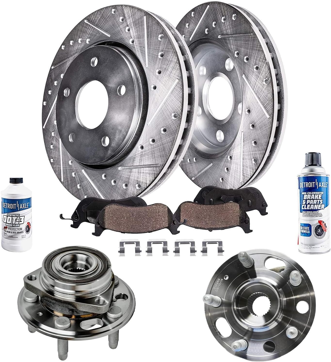 Detroit Axle - Front Wheel Bearing Hubs Brake Kit for Chevrolet Malibu Impala Equinox Buick LaCrosse Regal GMC Terrain, Brake Rotors Brake Pads Wheel Bearing Hubs Replacement : 12.64 inch Front Rotors