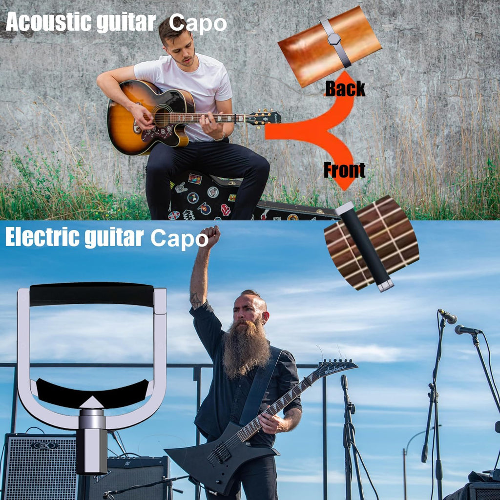 U-Shaped Guitar Capo 304 Stainless Steel | Professional Screw Adjustable Clamp for Acoustic, Electric, Classical Guitars & Bass | Fits 4-12 String & Banjo (9-16' Radius)