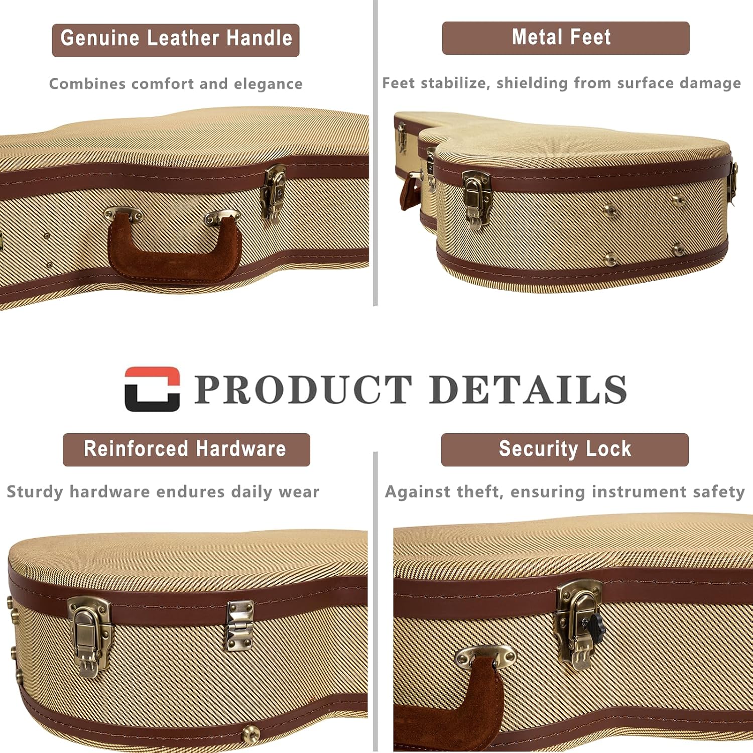 Crossrock Dreadnought Acoustic Guitar Case for Gibson J-45 / Martin D-Style | Classic Fabric Tweed Exterior, Re-Engineered Shell, Leather Handle & Deep Red Velvet Interior(CRW700DTW)