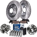 Detroit Axle - Front Wheel Bearing Hubs Brake Kit for Chevy Malibu Impala Equinox GMC Terrain Buick Regal LaCrosse Saab 9-5, Brake Rotors Brake Pads Wheel Bearing Hubs Wheel Lug Nuts Replacement