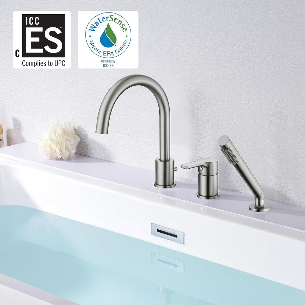 SUMERAIN Roman Tub Faucet Brushed Nickel Bathtub Faucet Set with Handheld Shower Sprayer