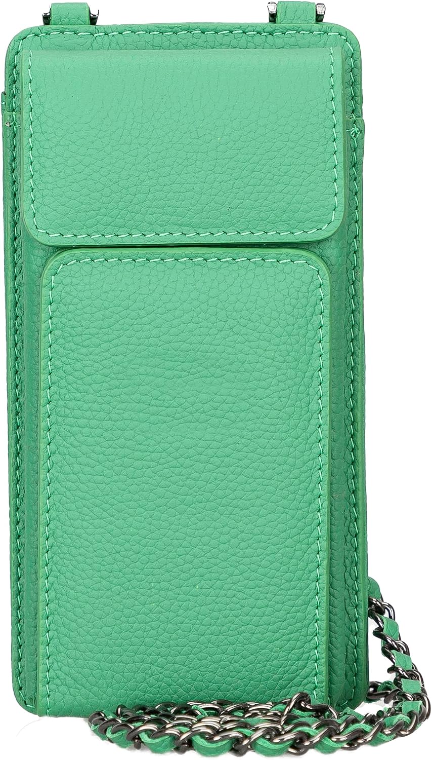 Crossbody Women Wallet fits iPhone 16 Pro MAX / 17 Pro MAX and All Mobile Devices up to 6.9' - Zippered Women Purse, Shoulder Bag with Card Holder, Pocket & Chain Strap, Trendy (Pistachio)
