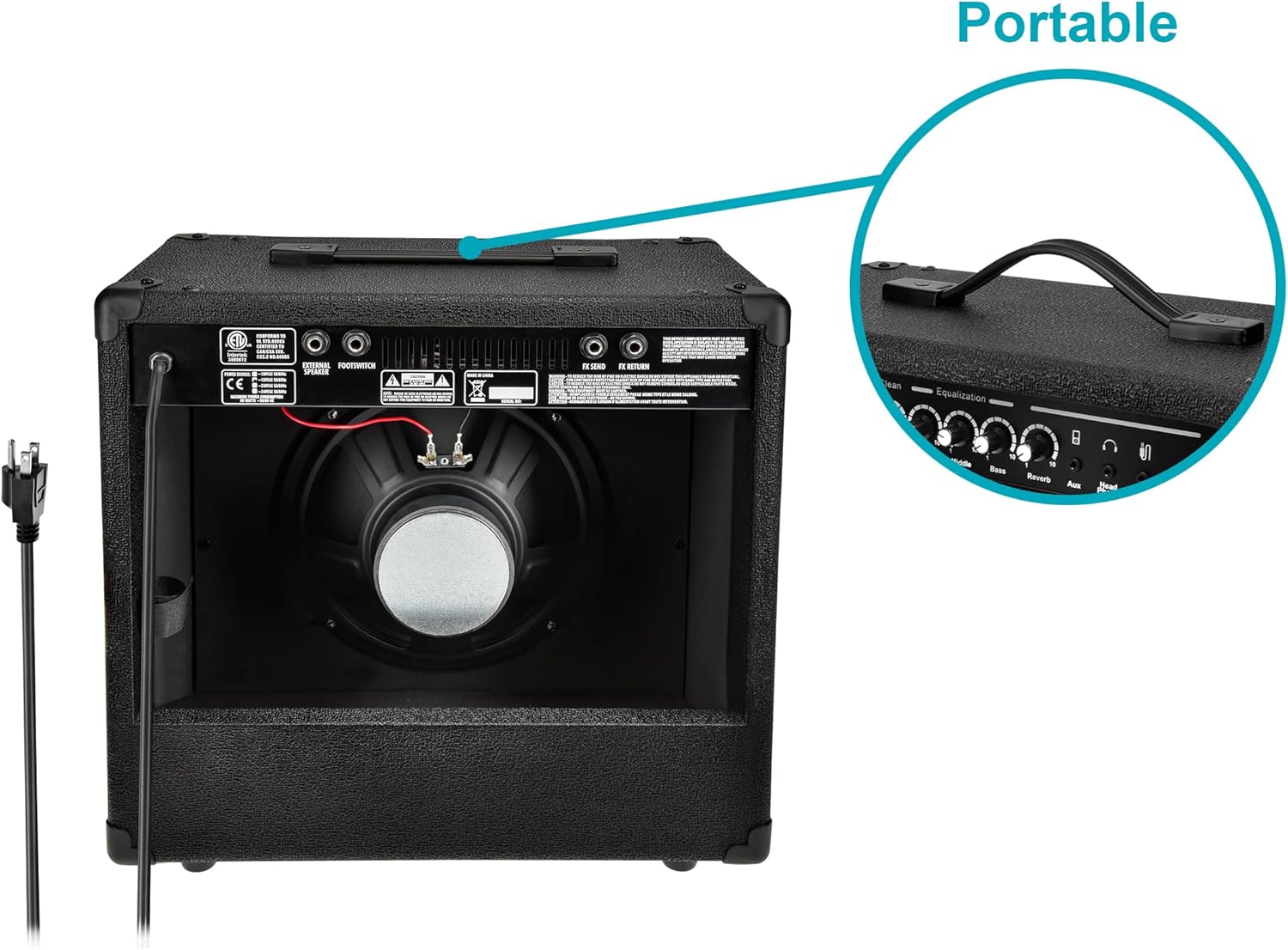 Monoprice 1x10 Guitar Combo Amplifier - Black 40-Watt, Spring Reverb, 10-Inch 4-Ohm Speaker, High & Low Inputs, Headphone Output - Stage Right Series