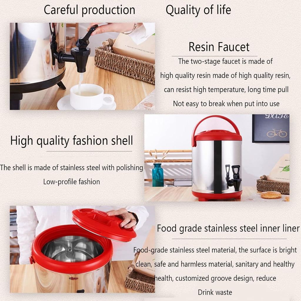 Commercial Hot Water Bucket, Stainless Steel Insulated Barrel Insulation Container Milk Tea Barrel for Milk Tea Hot Water Kitchen for Home (Silver 6L)